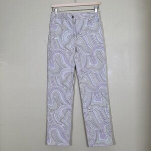 Wilfred Free Vera Pants Women 6 Multicolor Swirls Cotton Stretch Preppy Hippie